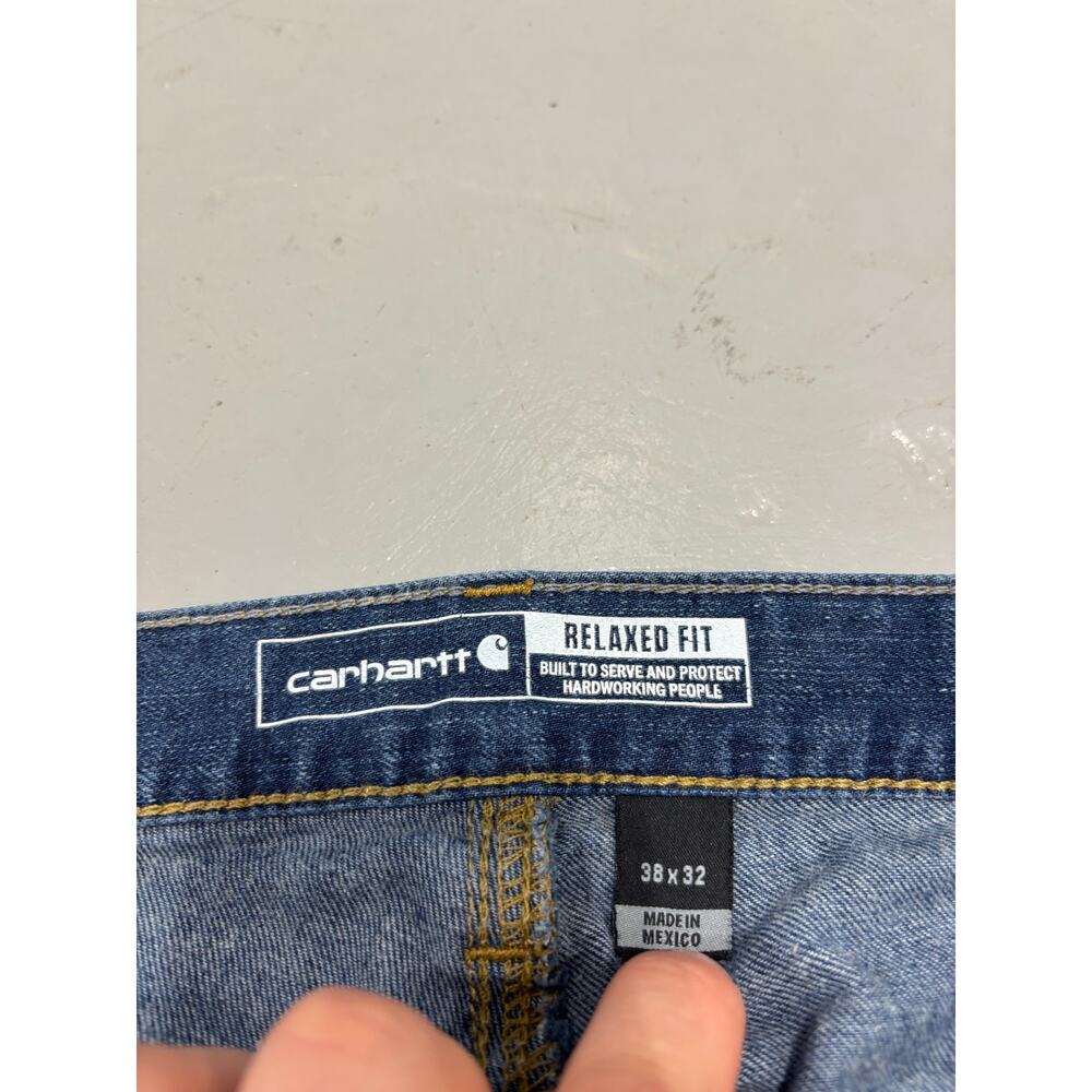 Carhartt Relaxed Fit Straight‎ Leg Jeans Mens 38x32 Blue Denim Workwear - Picture 2 of 6
